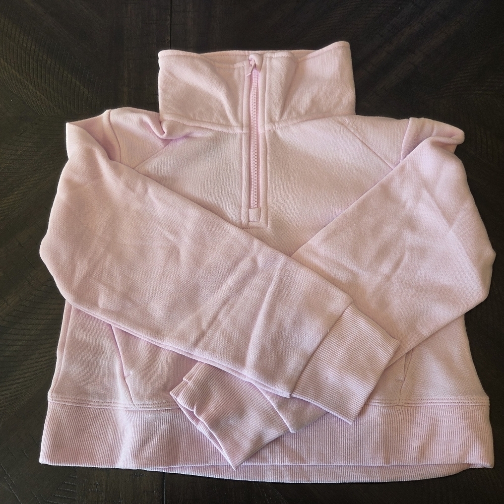 Girls' Medium (8) Pink 1/2 Zip Cotton Fleece Sweatshirt Pullover Thumb Hole New - Picture 11 of 12